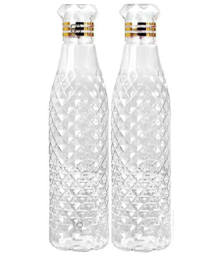     			Kitchen4U - Diamond primium water bottle for fridge Transparent Fridge Water Bottle 1000 mL ( Set of 2 )