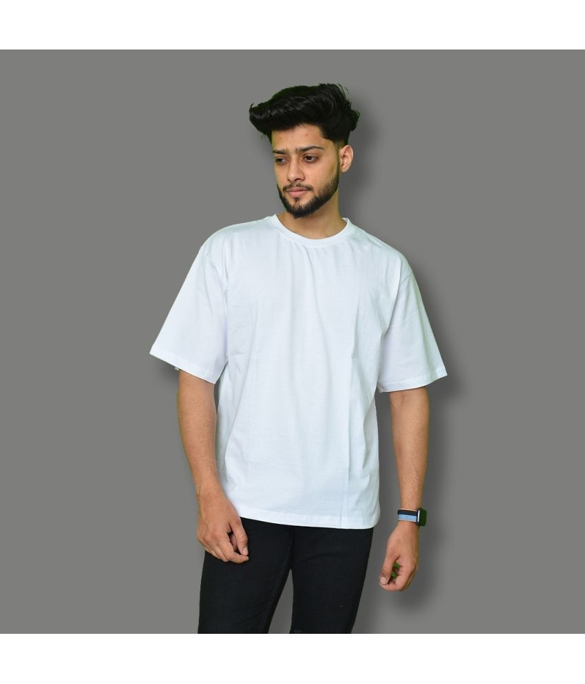     			Knite Wolf - White Cotton Oversized Fit Men's T-Shirt ( Pack of 1 )