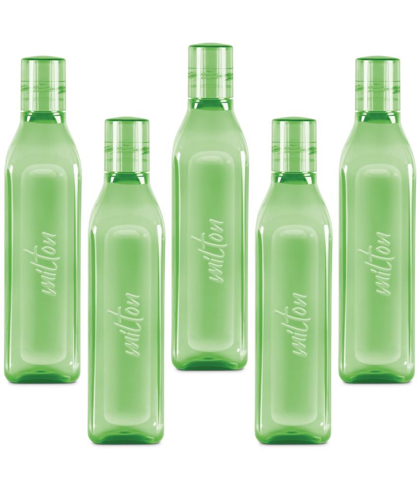     			Milton Prive PET Water bottle (Set of 5, 1 Litre Each), Green