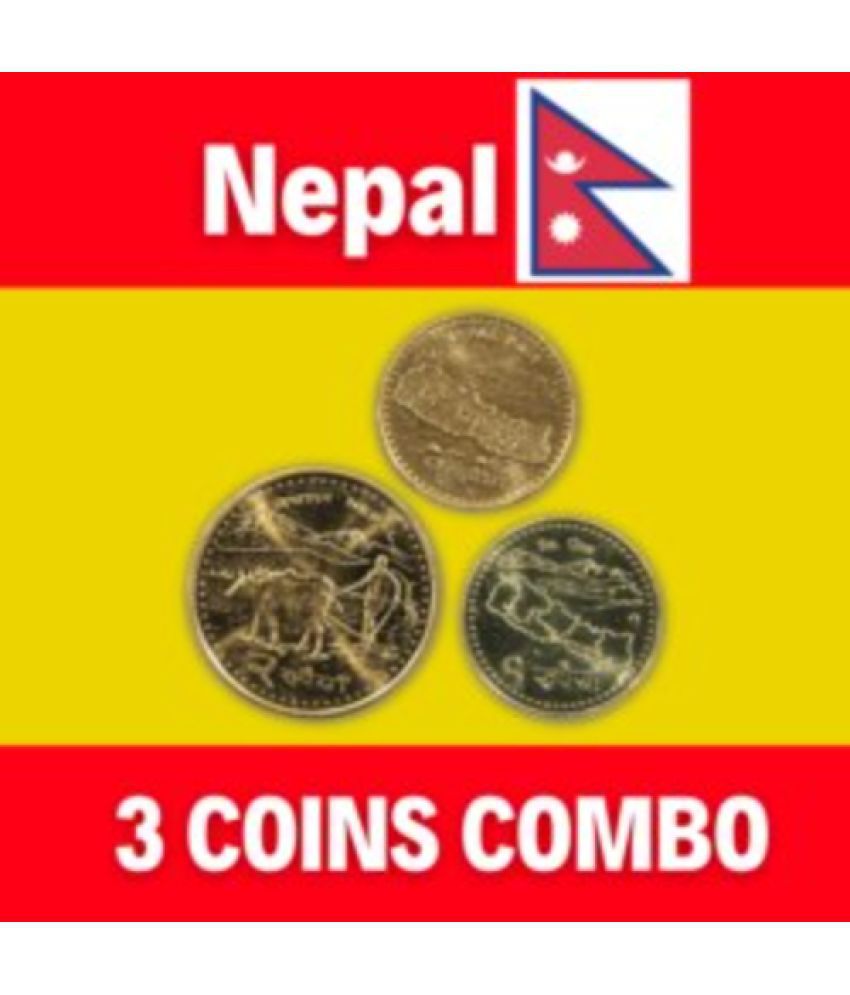     			Numiscart - UNC - Set of 3 Nepal 1 & 2 Rupee - Gyanendra Bir Bikram Shah, Sagarmatha Collectible Rare 3 old Coins Numismatic Coins