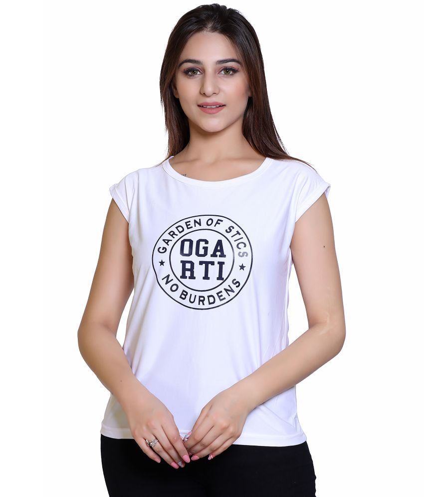     			Ogarti - White Lycra Regular Fit Women's T-Shirt ( Pack of 1 )