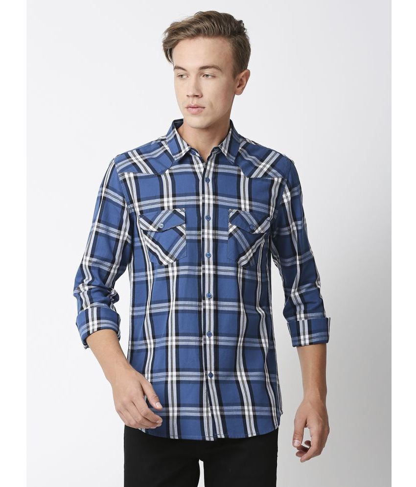    			Solemio - Blue 100% Cotton Slim Fit Men's Casual Shirt ( Pack of 1 )