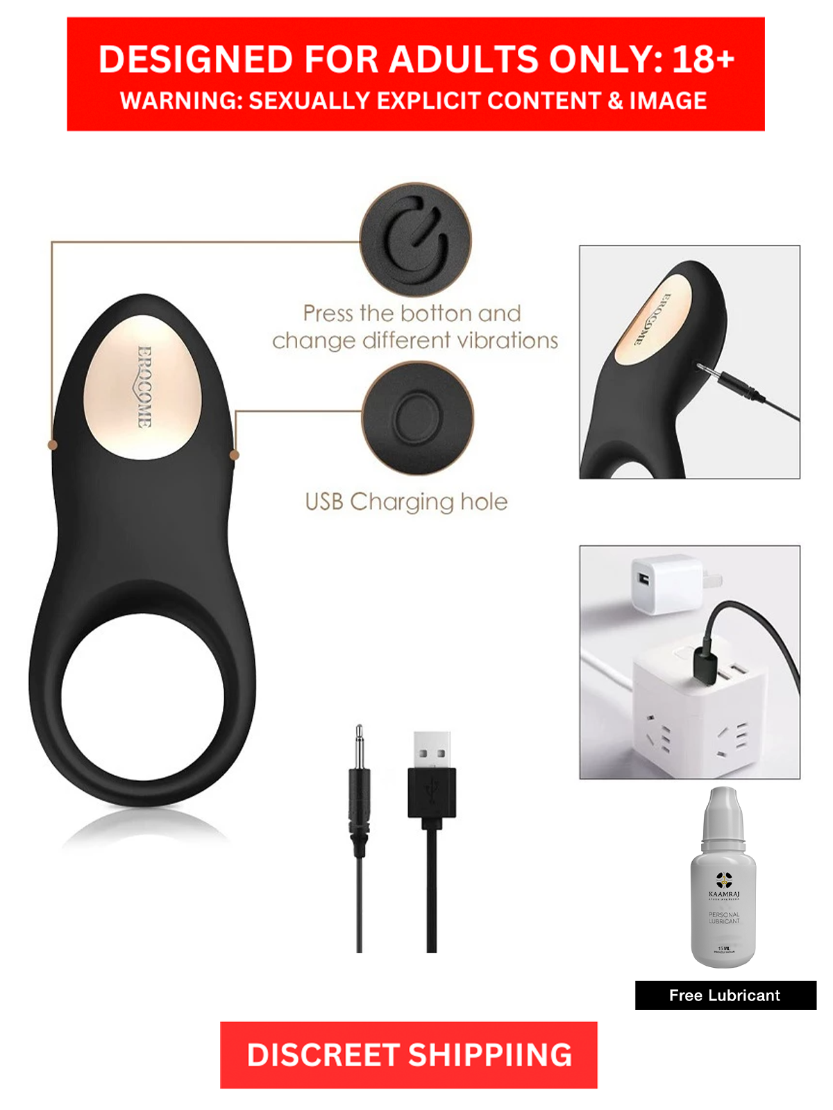     			Stylish and Skin Safe Quality Material Wireless Remote Control Cock Ring for Men with Adjustable Design Fit  from any Size with Soft Silicon Material for Men