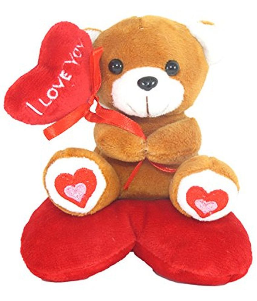    			Tickles Brown Teddy with I Love You Heart Balloon Stuffed Soft Plush Animal Toy for Kids 14 cm