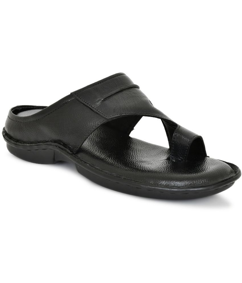     			YOU LIkE - Black Men's Leather Slipper