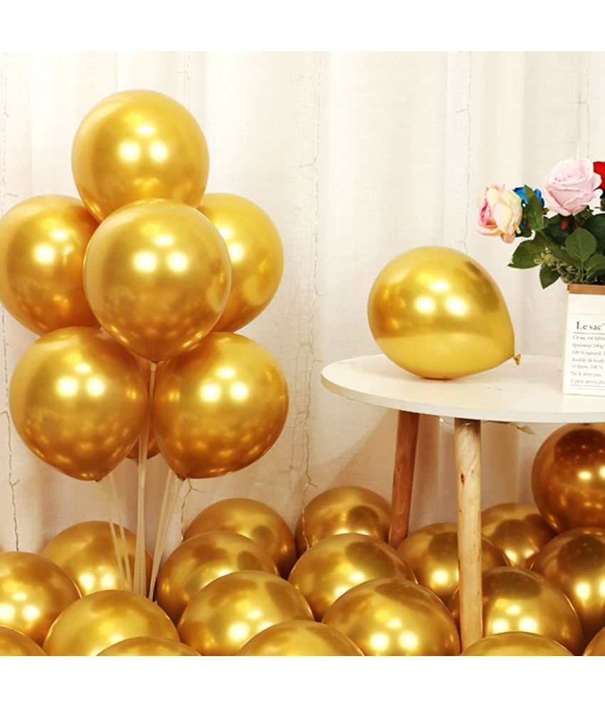     			Zyozi Gold Metallic Balloons Latex Balloons 10 Inch Helium Balloons for Birthday Graduation Baby Shower Wedding Anniversary Party Decorations, (Pack of 50)