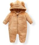 Brandonn Baby ROMPER ZIP SOLID CAMEL for Baby Boys & Baby Girls Faux Fur Fabric With Solid Pattern For Kids/Infants/New Borns of Age 12 - 18 Months (Beige)