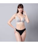 PrettyCat Cotton Blend Women's Bra & Panty Set ( Grey Melange )