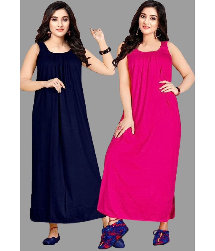     			BROUZZZ4U - Blue Hosiery Women's Nightwear Nighty & Night Gowns ( Pack of 2 )