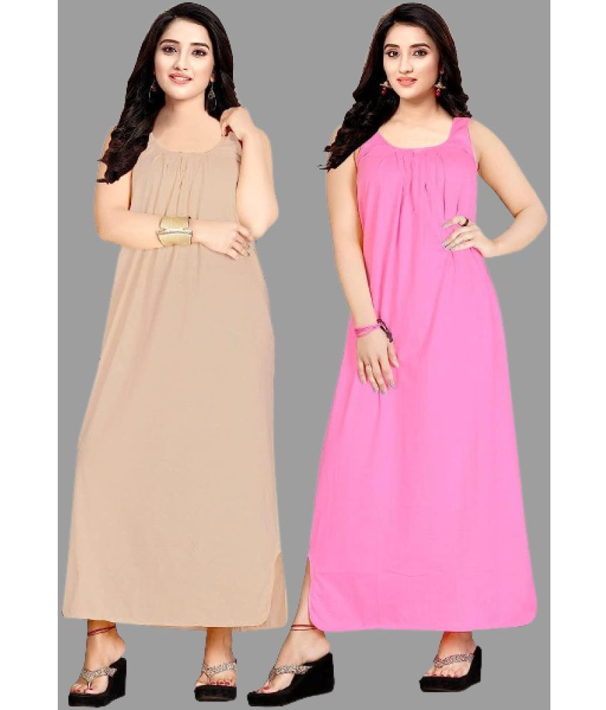     			BROUZZZ4U - Light Pink Hosiery Women's Nightwear Nighty & Night Gowns ( Pack of 2 )