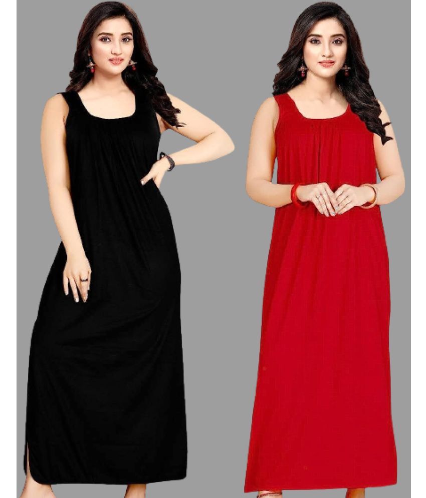     			BROUZZZ4U - Red Hosiery Women's Nightwear Nighty & Night Gowns ( Pack of 2 )