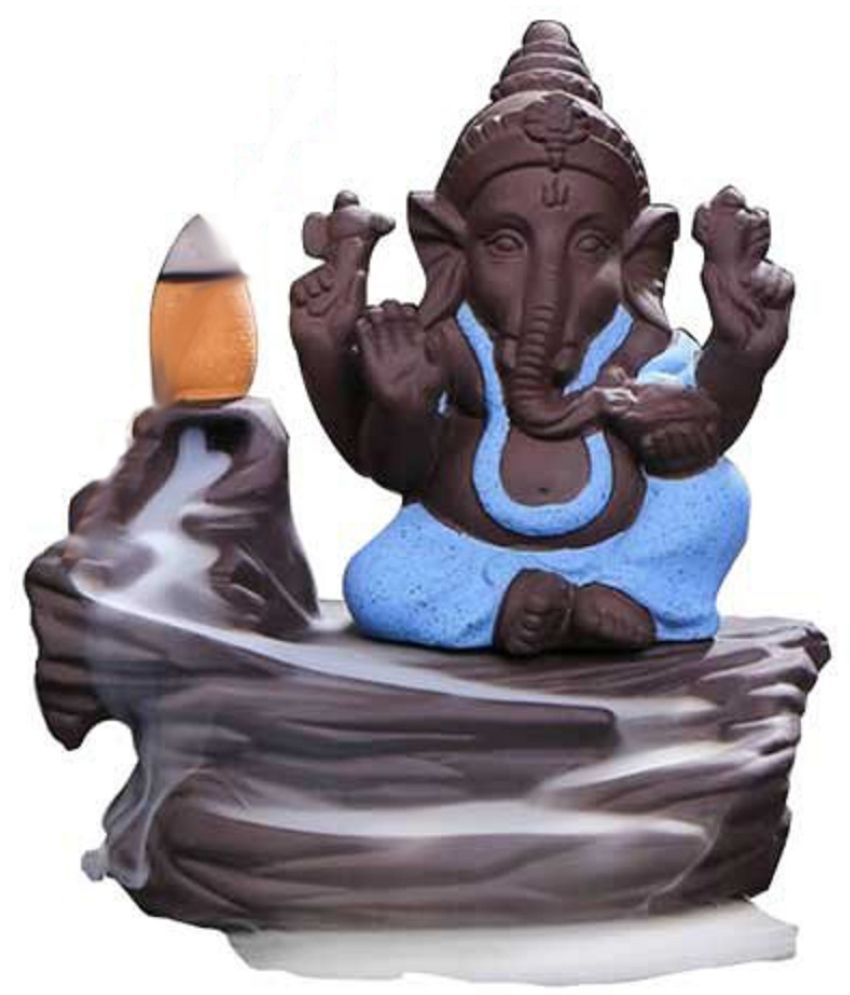     			Craftam Polyresin Ganesha Smoke Backflow Incense Holder with 20 Smoke Scented Conical Incenses