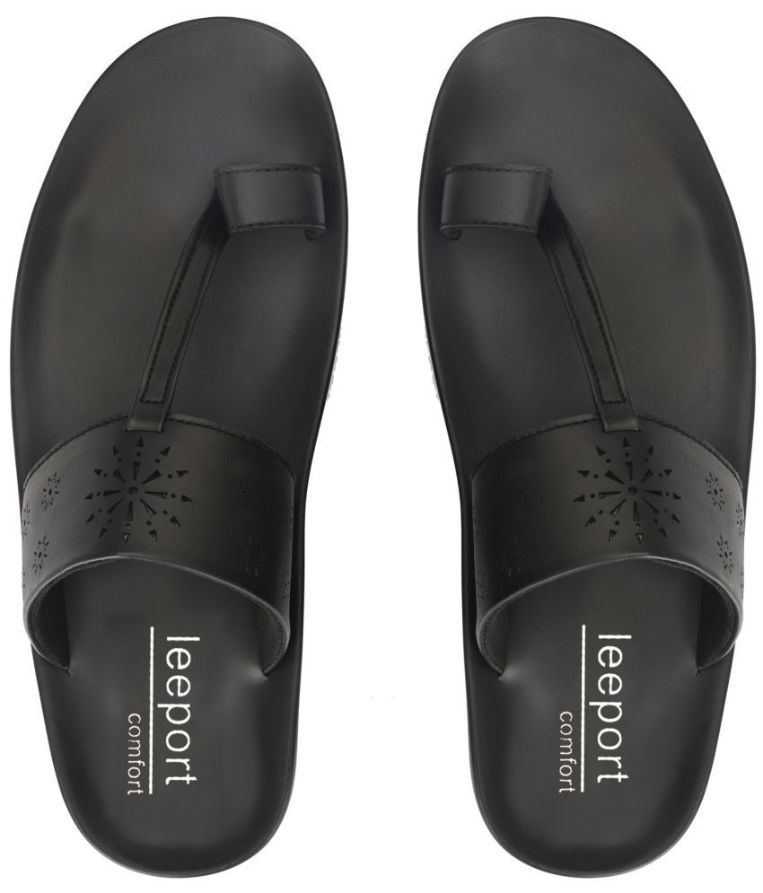     			Leeport - Black Men's Leather Slipper