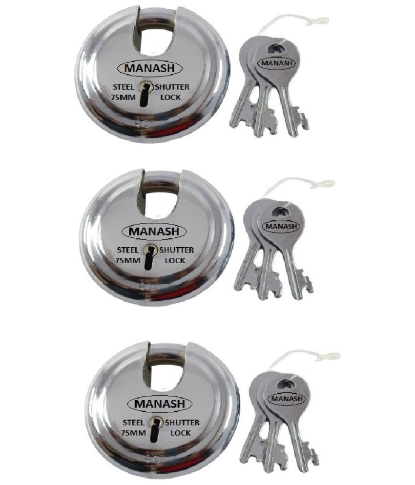     			ONMAX Steel Regular Shutter Round Lock, 75mm, 7 Levers with Heavy and good Quality For Home, office and shop (SRSL75N)