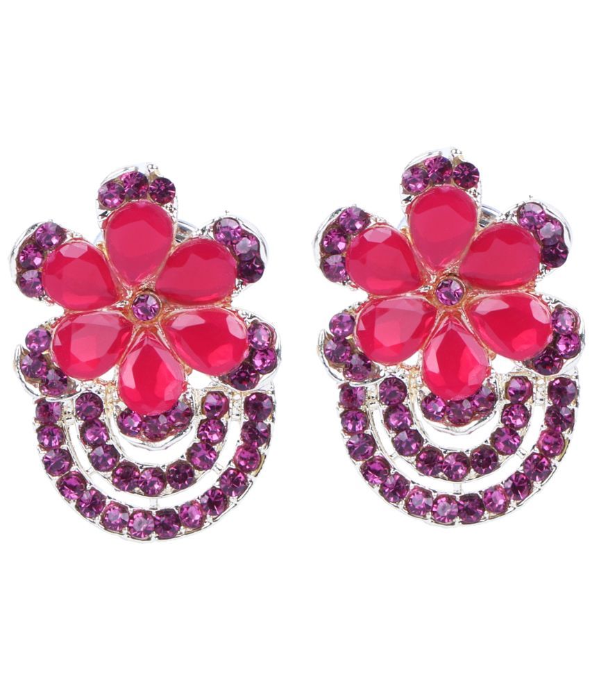     			PUJVI - Red Stud Earrings ( Pack of 1 )