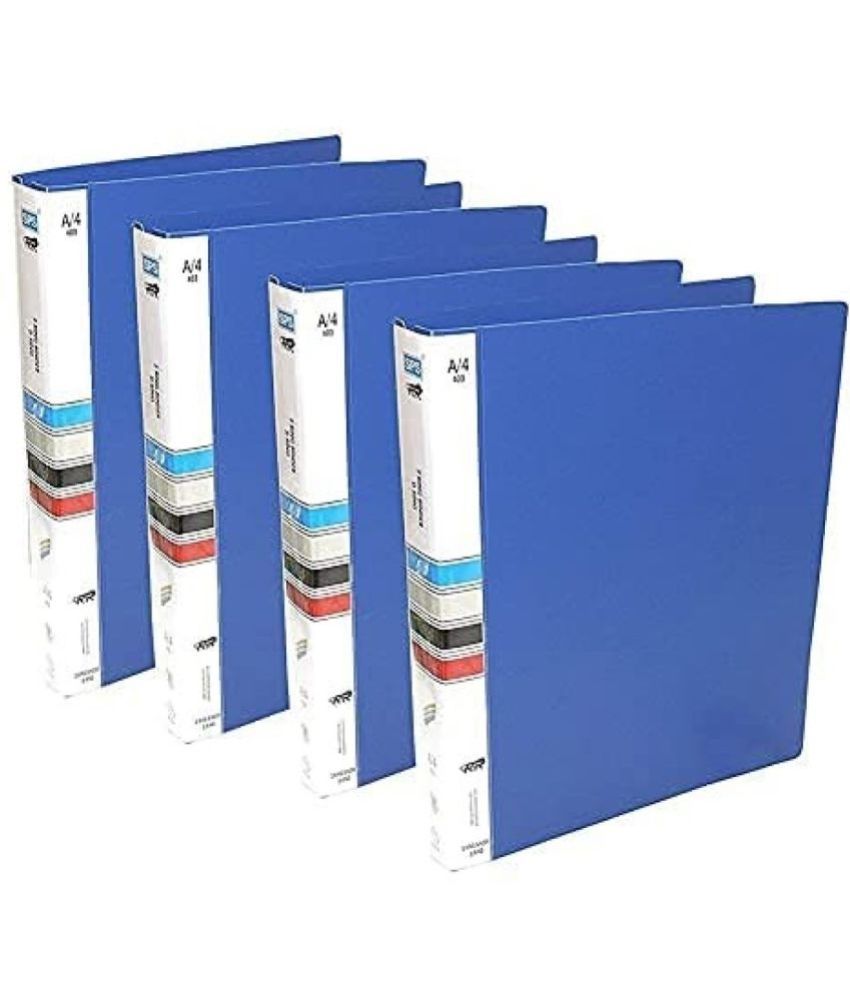     			Plastic File Folder 2D Ring Binder A4 Size Tough & Durable Ring Binder Box Board File(Heavy Plastic/and Color May Very)(Blue) (Pack of 4)