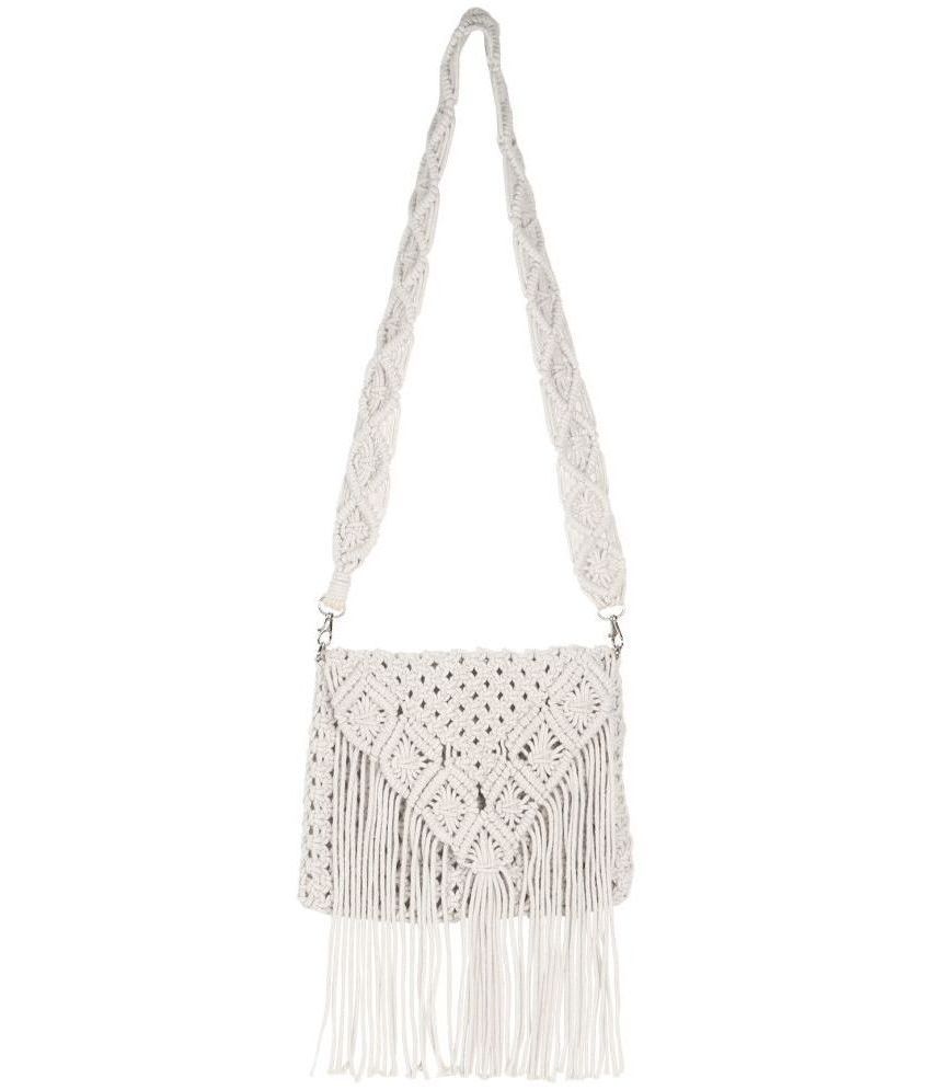     			sapis - Off White Cotton Sling Bag