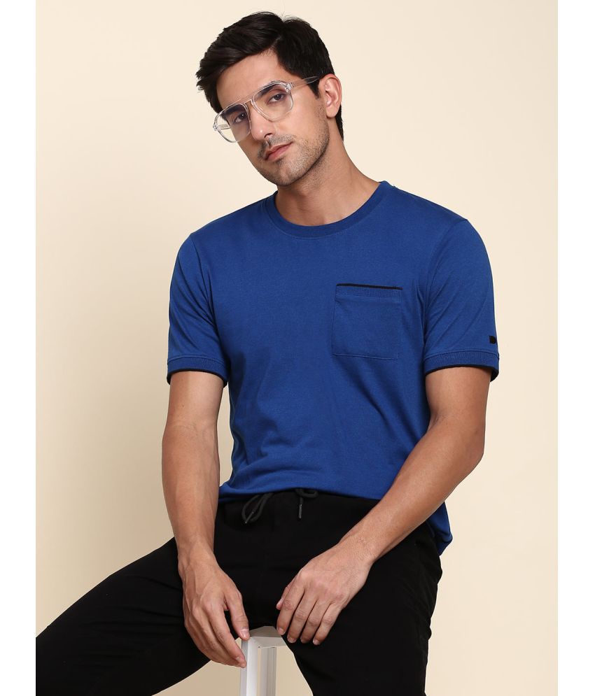     			Dennis Lingo - Blue Cotton Blend Slim Fit Men's T-Shirt ( Pack of 1 )