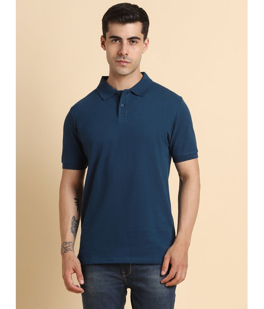     			Dennis Lingo - Indigo Cotton Blend Slim Fit Men's Polo T Shirt ( Pack of 1 )