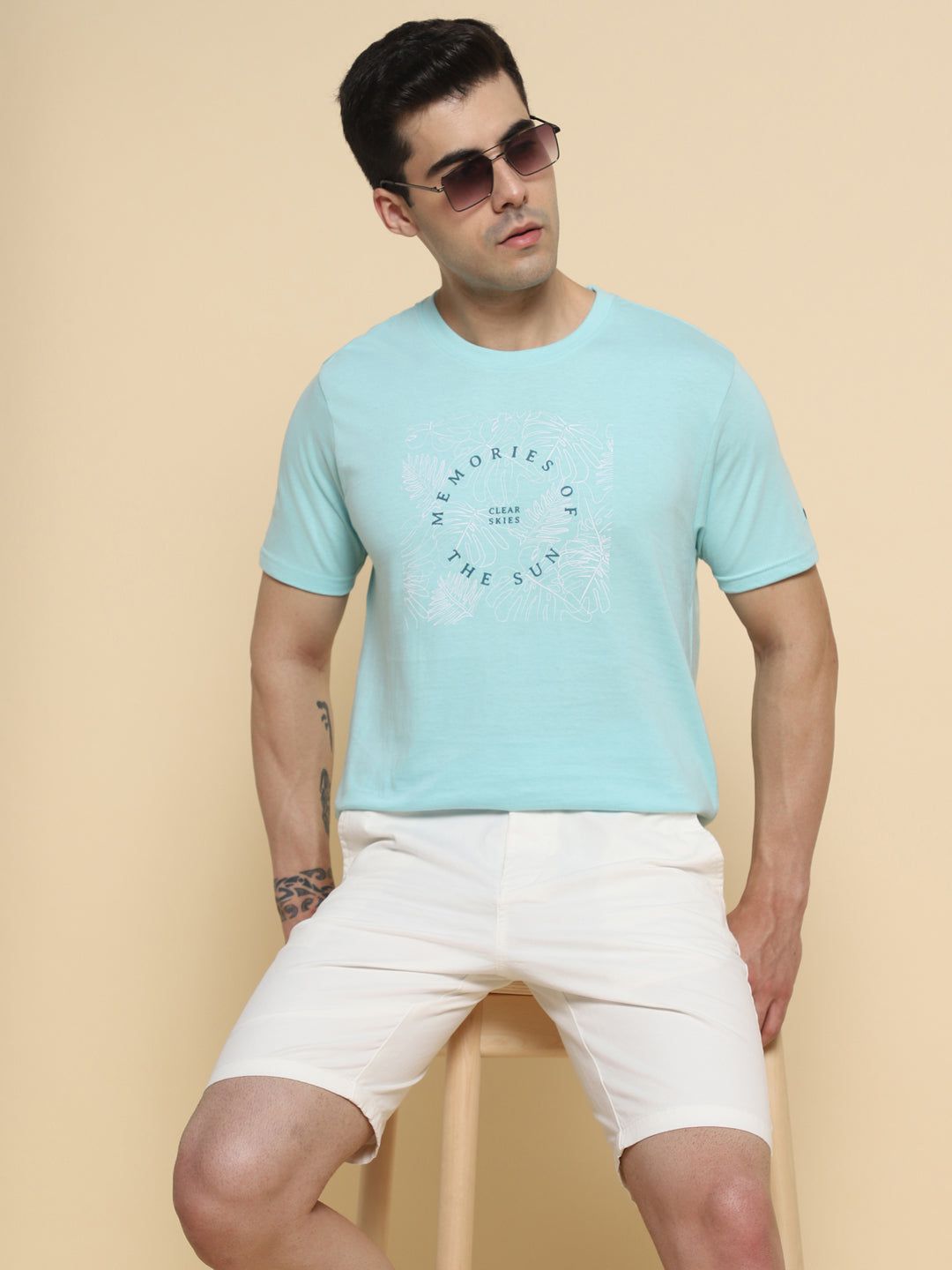     			Dennis Lingo - Sea Green Cotton Blend Slim Fit Men's T-Shirt ( Pack of 1 )