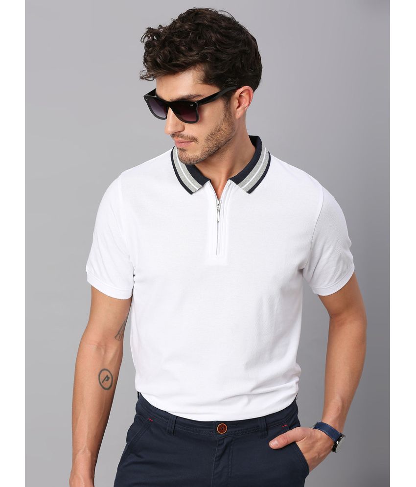     			Dennis Lingo - White Cotton Blend Slim Fit Men's Polo T Shirt ( Pack of 1 )