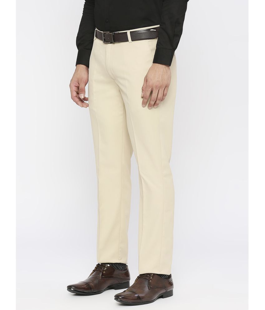     			Solemio Beige Slim Formal Trouser ( Pack of 1 )