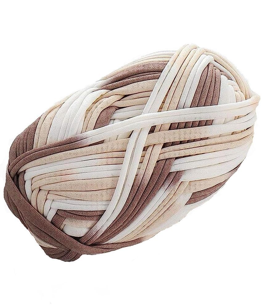     			T-Shirt Yarn Carpet Knitting Yarn for Hand DIY Bag Blanket Cushion Crocheting Projects TSH New 100 GMS (Brown Shaded)
