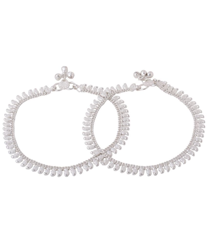     			VIRAASI - Silver Anklets ( Pack of 1 )