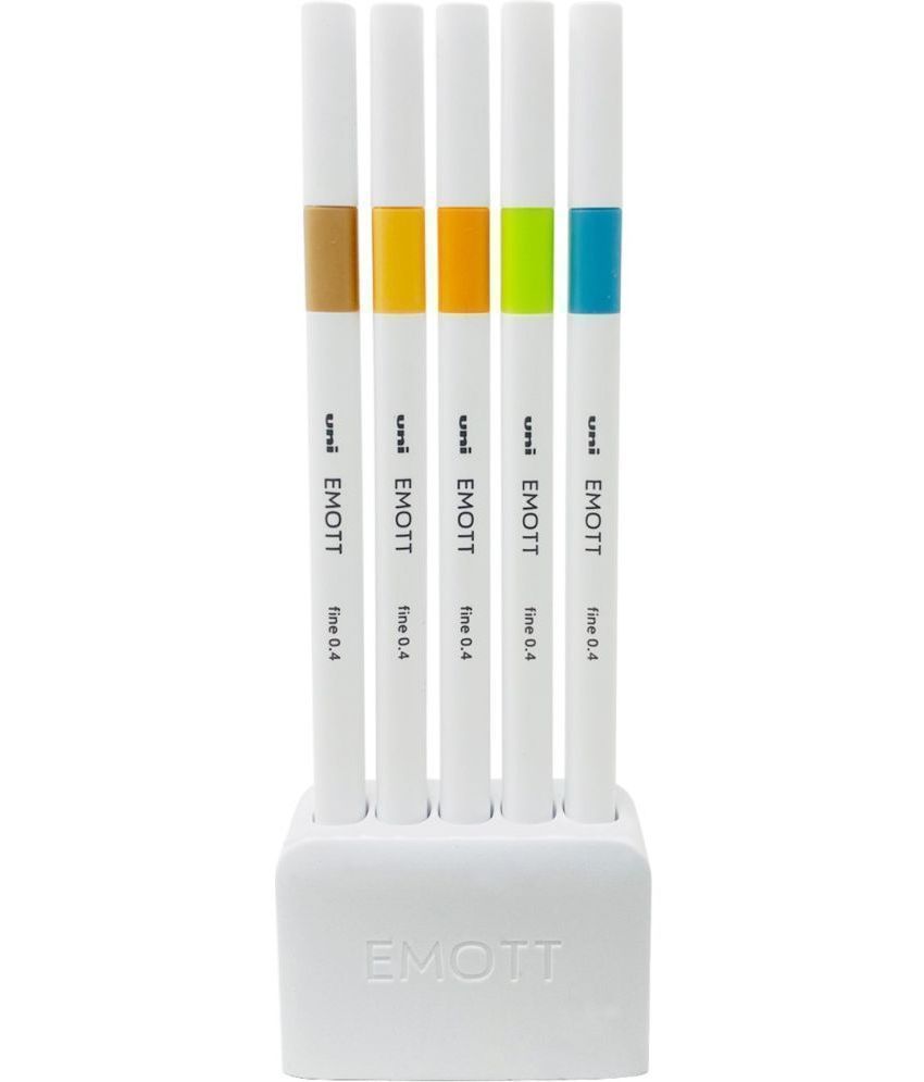     			uni-Ball Emott SY6 Water Based Fineliner Pens Set | Tip Size 0.4 mm | Bright Yellow, Light Green, Beige, Light Orange & Saxe Blue Ink, 5 Shades