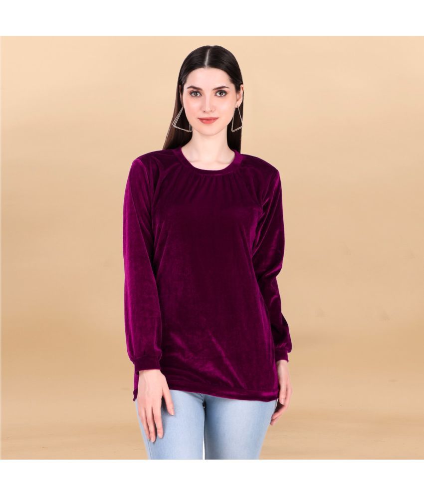     			Apnisha - Purple Velvet Women's T-shirt Dress ( Pack of 1 )