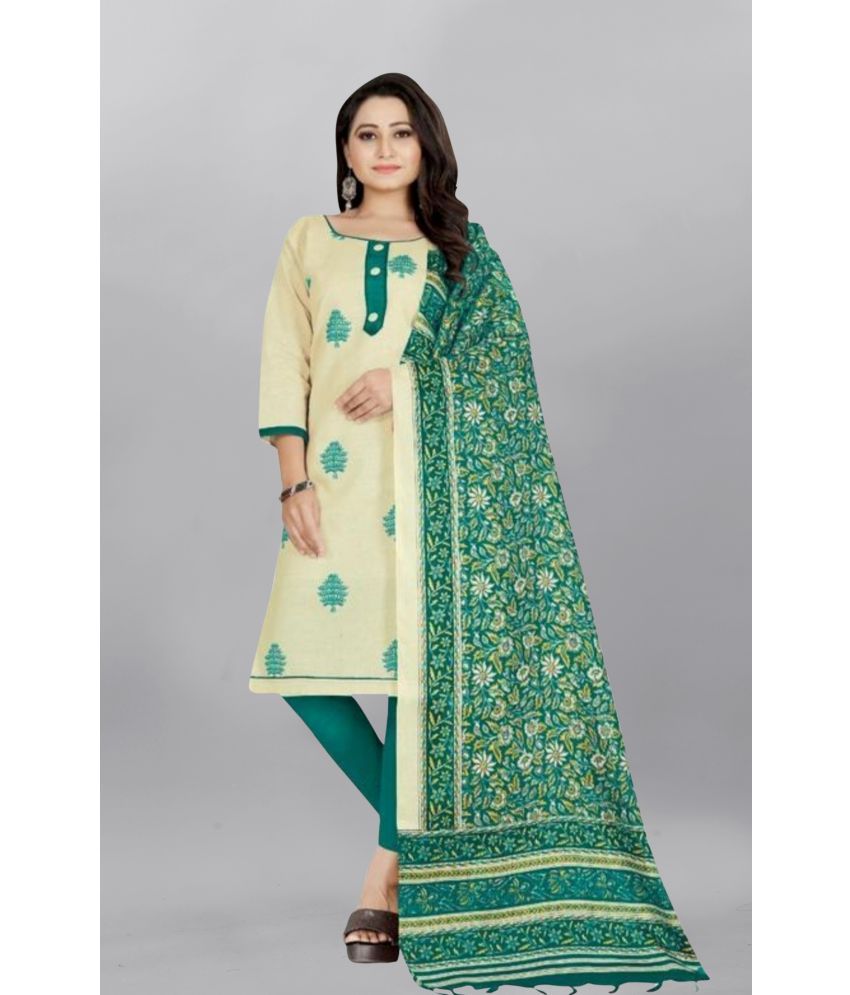     			Apnisha - Unstitched Green Cotton Dress Material ( Pack of 1 )