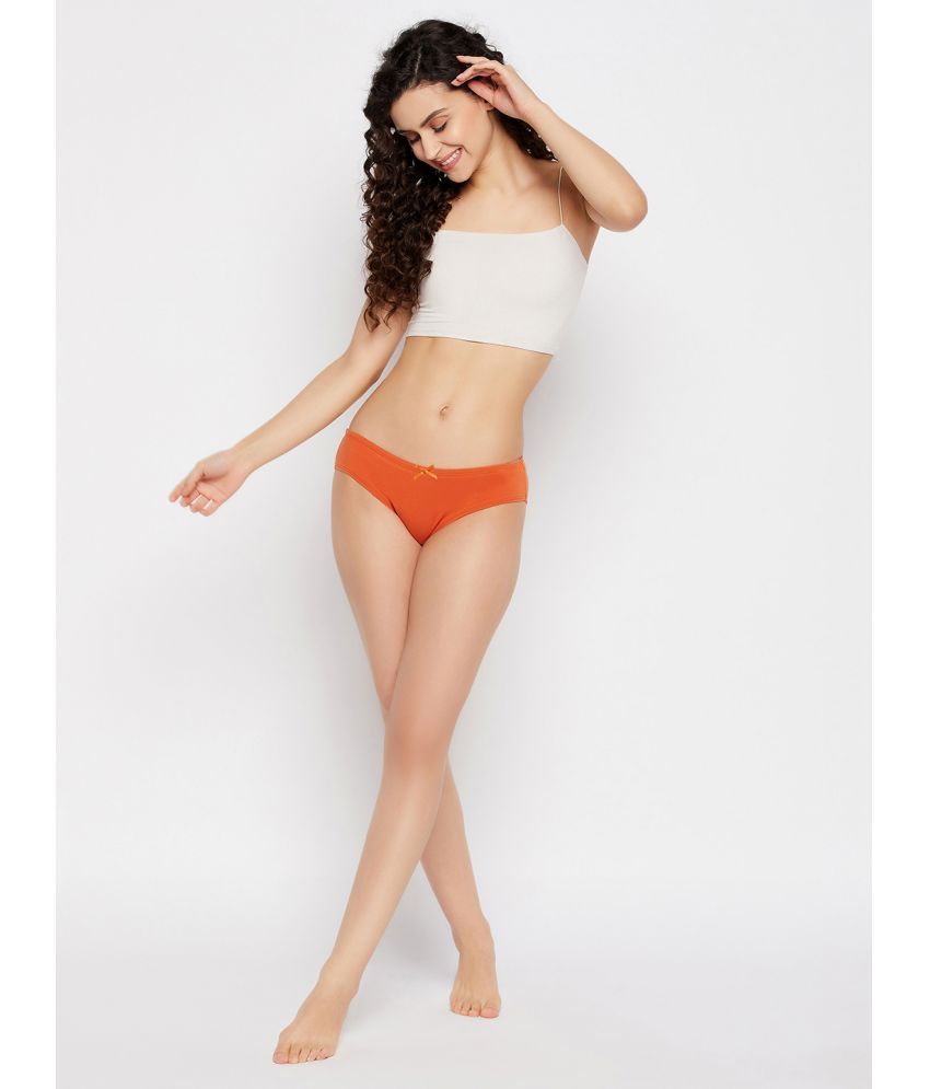     			Clovia Cotton Solid Women's Bikini ( Orange )