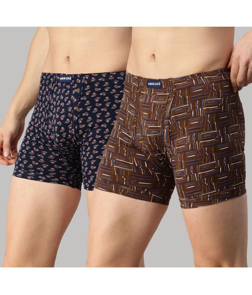     			Pack of 2 Lux Cozi - Brown Cotton Men's Trunks