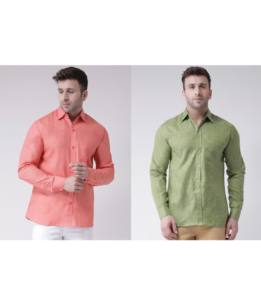     			RIAG - Green Cotton Blend Regular Fit Men's Casual Shirt ( Pack of 2 )