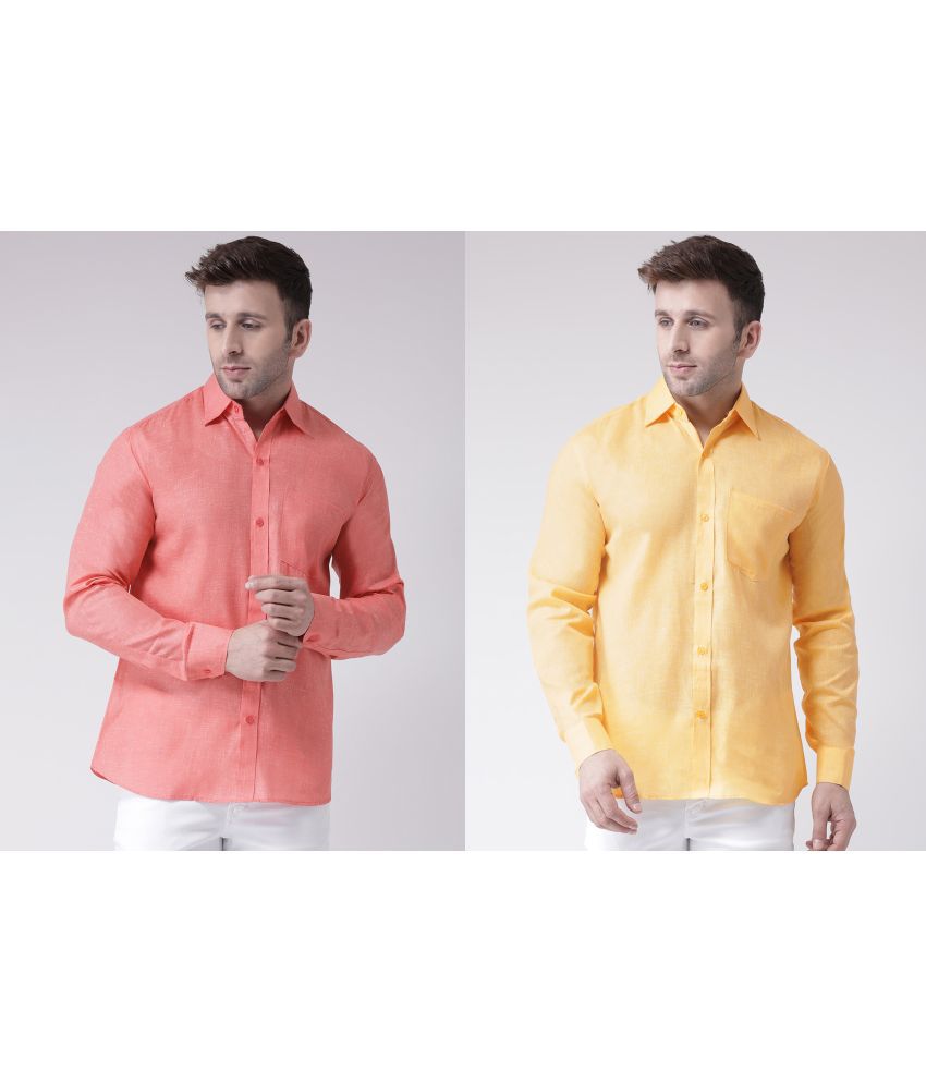     			RIAG - Yellow Cotton Blend Regular Fit Men's Casual Shirt ( Pack of 2 )