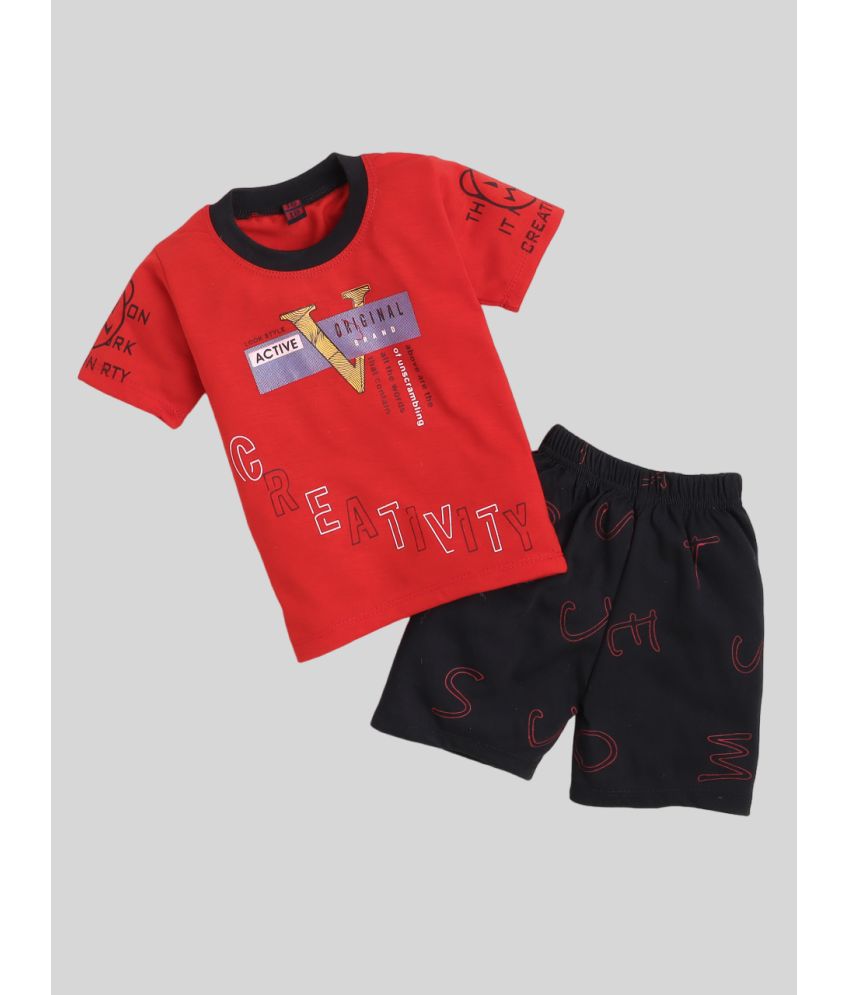     			Fourfolds - Red Cotton Baby Boy T-Shirt & Shorts ( Pack of 1 )