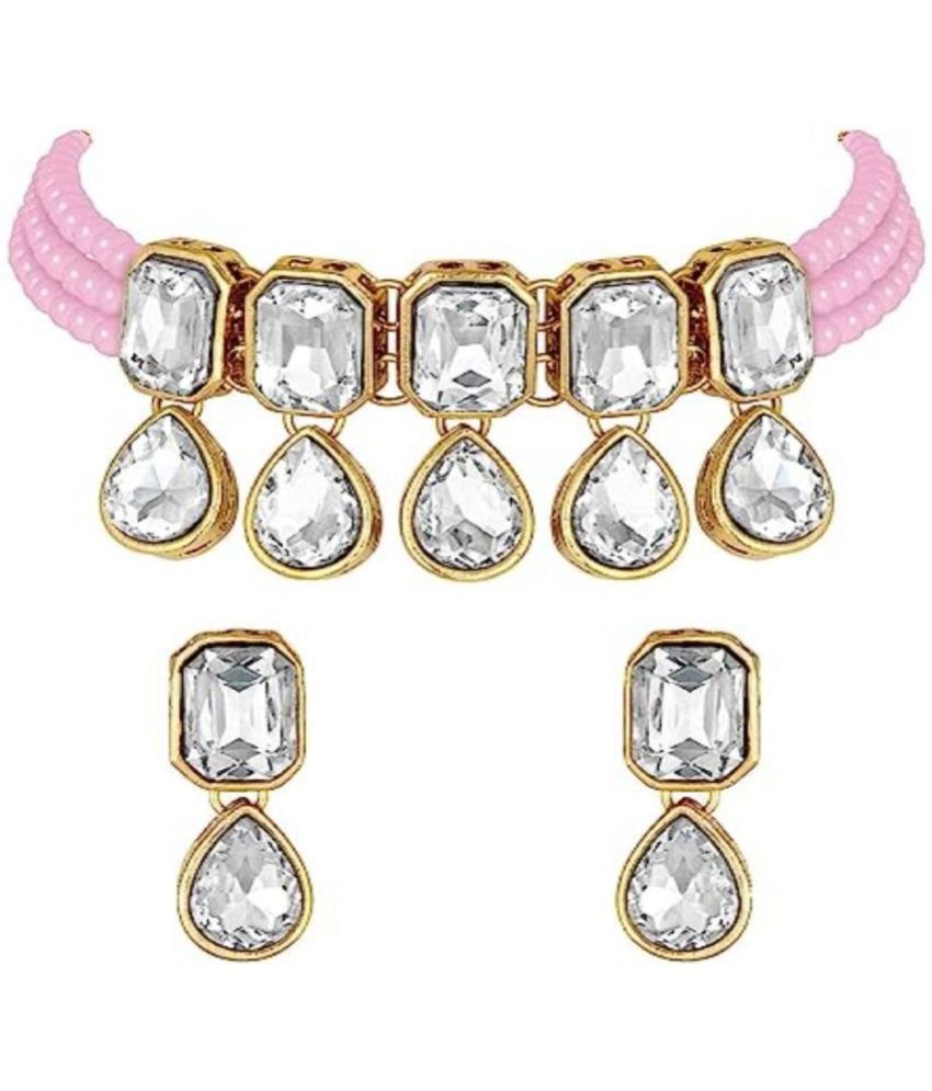     			I Jewels - Pink Alloy Necklace Set ( Pack of 1 )