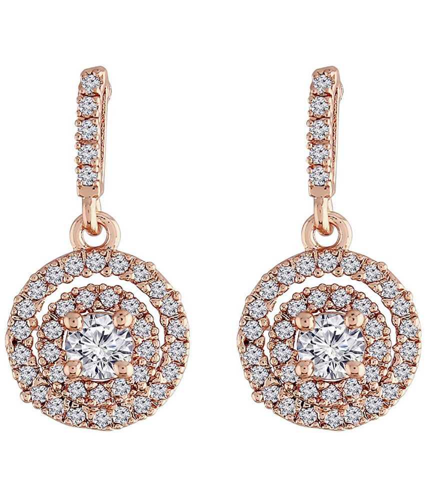     			I Jewels - Rose Gold Drop Earrings ( Pack of 1 )