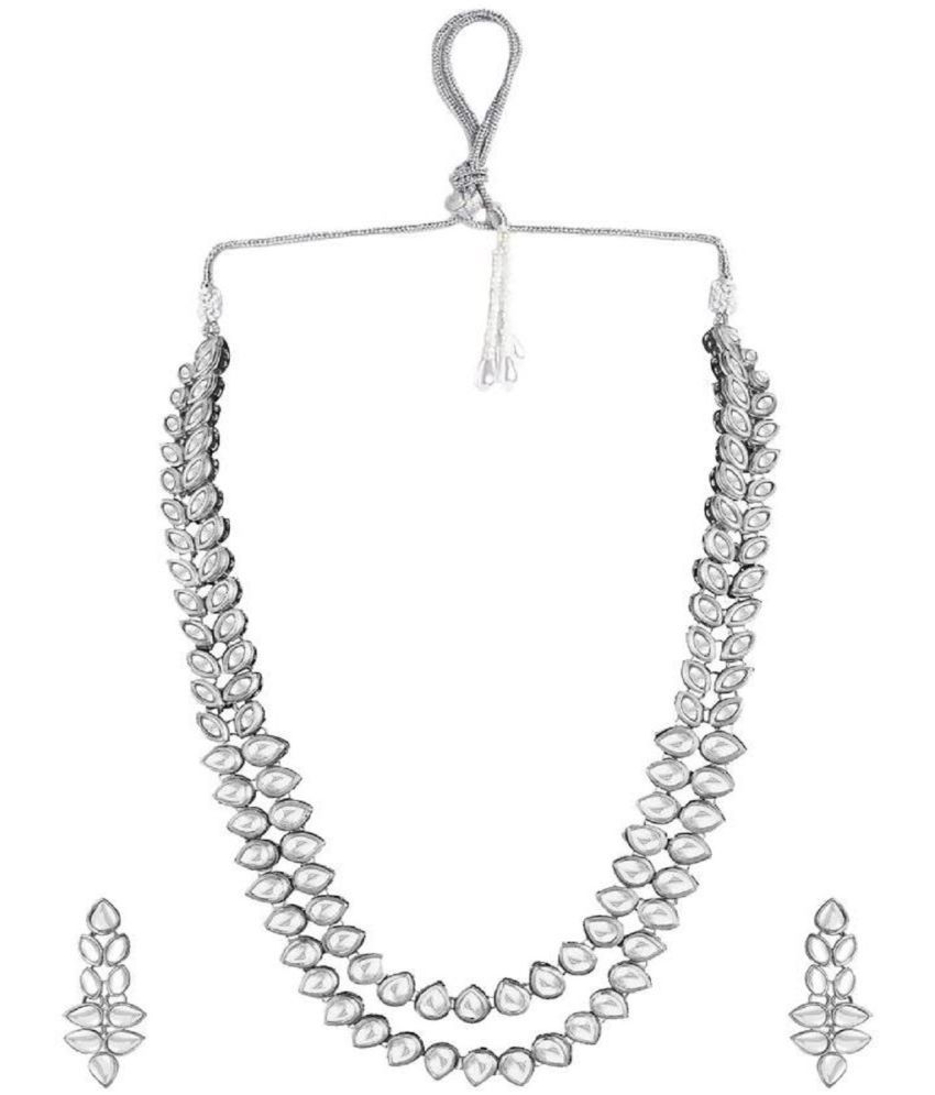     			I Jewels - Silver Alloy Necklace Set ( Pack of 1 )