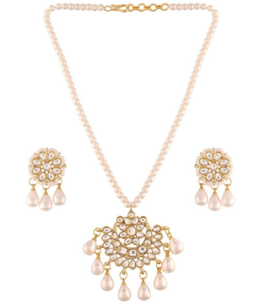     			I Jewels - White Alloy Necklace Set ( Pack of 1 )
