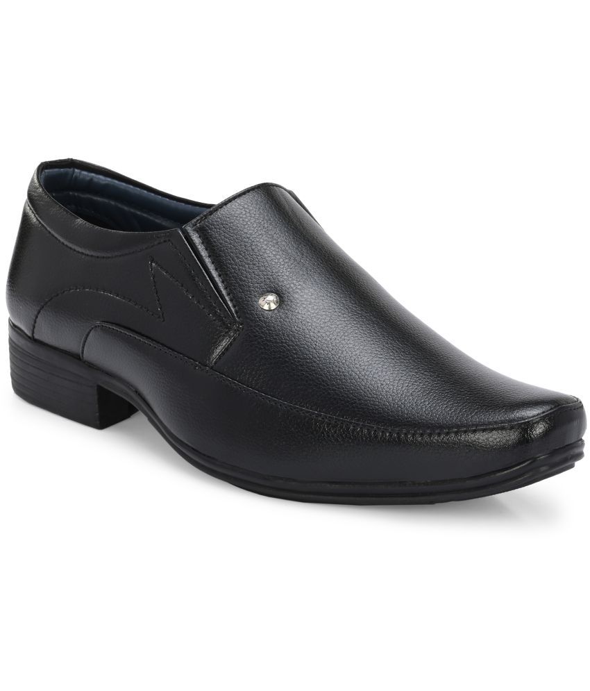     			Leeport - Black Men's Slip On Formal Shoes