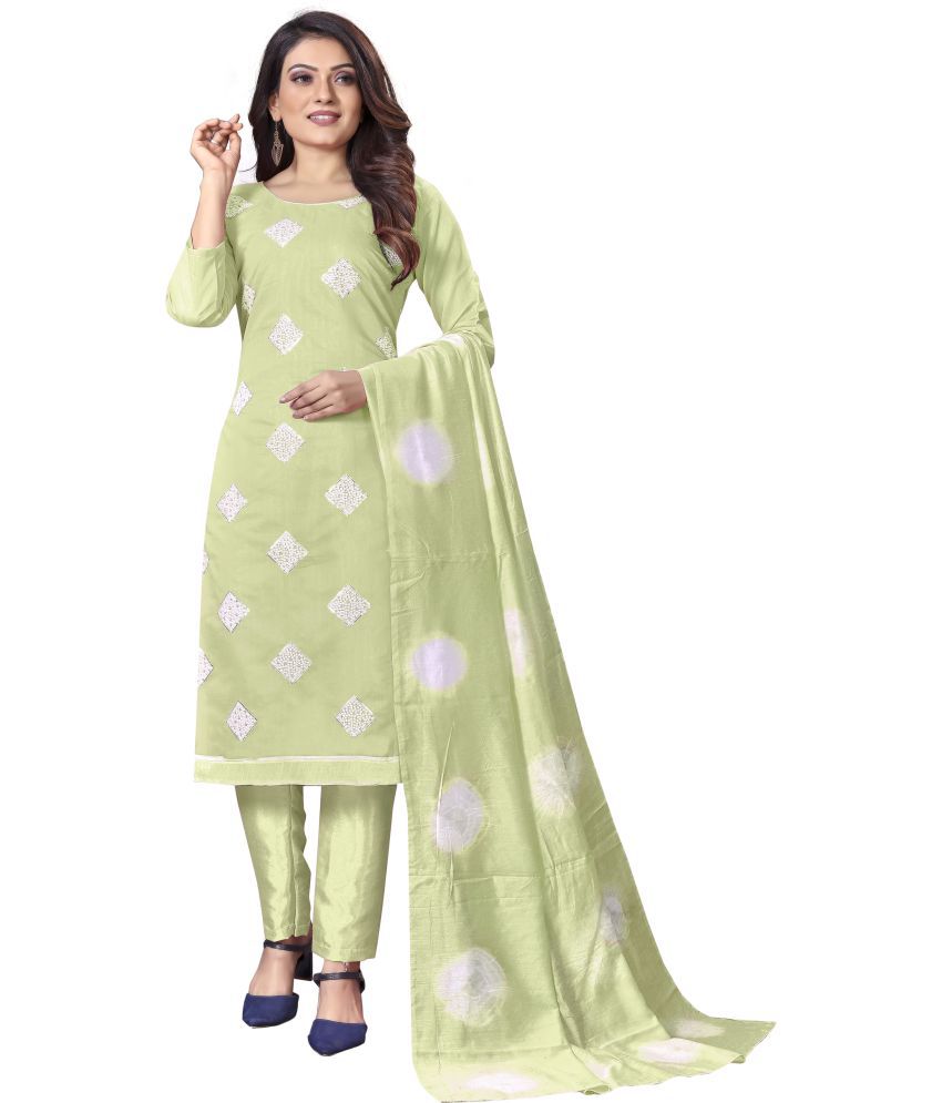     			Royal Palm - Unstitched Mint Green Silk Dress Material ( Pack of 1 )