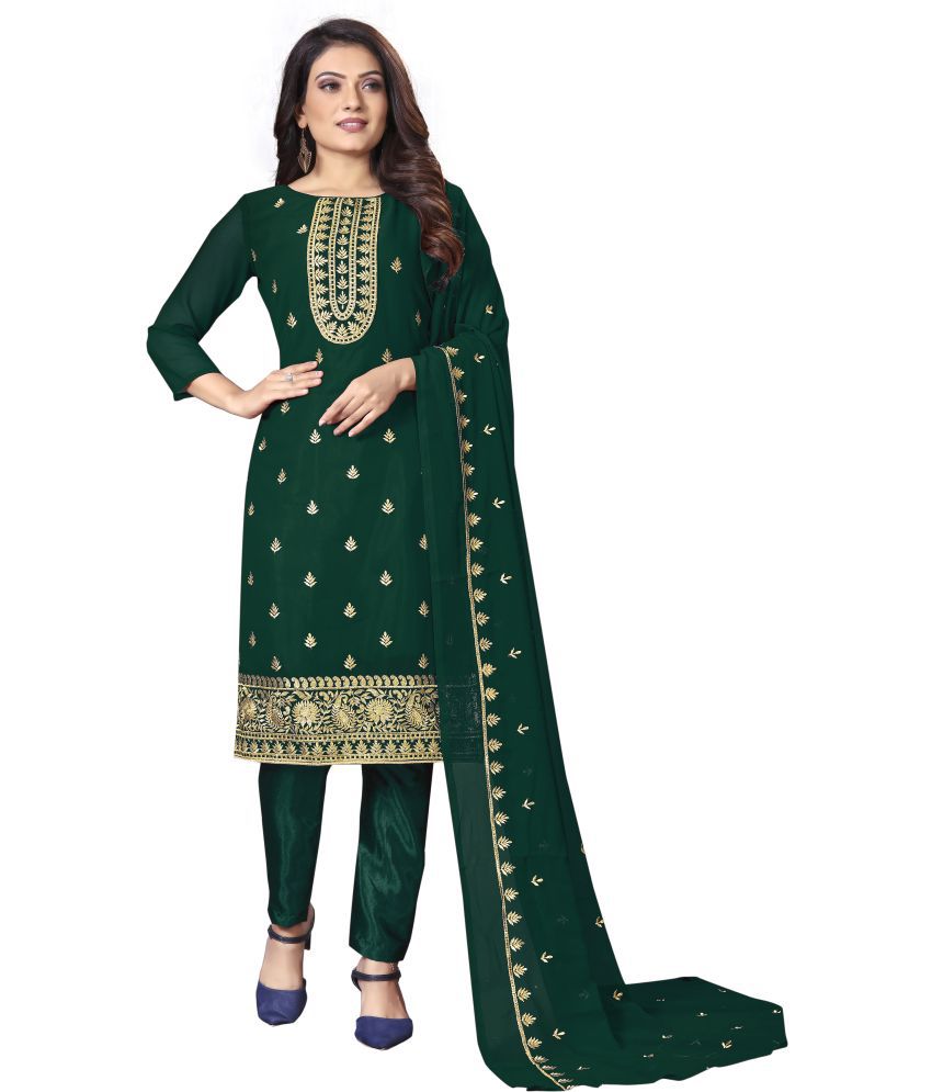     			Royal Palm - Unstitched Sea Green Georgette Dress Material ( Pack of 1 )