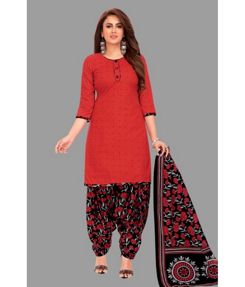     			SIMMU - Red A-line Cotton Women's Stitched Salwar Suit ( Pack of 1 )