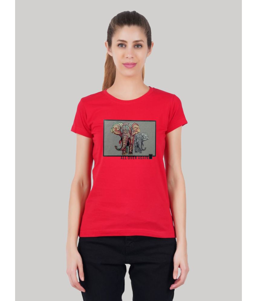     			ferocious - Red Cotton Regular Fit Women's T-Shirt ( Pack of 1 )