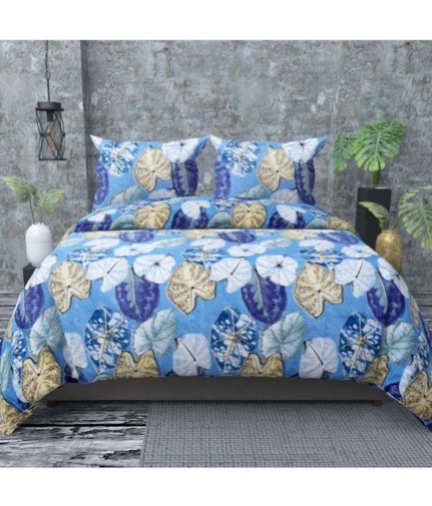     			Apala Microfiber Nature Double Bedsheet with 2 Pillow Covers - Blue