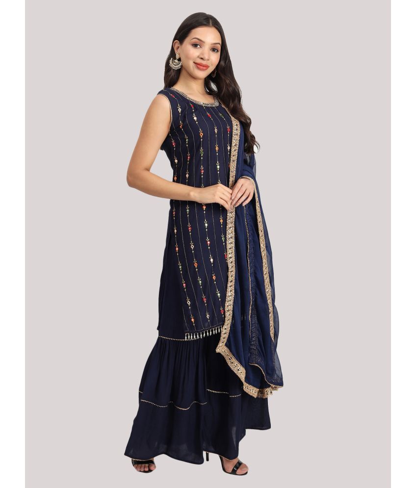     			Arshia Fashions - Blue Straight Rayon Women's Stitched Salwar Suit ( Pack of 1 )