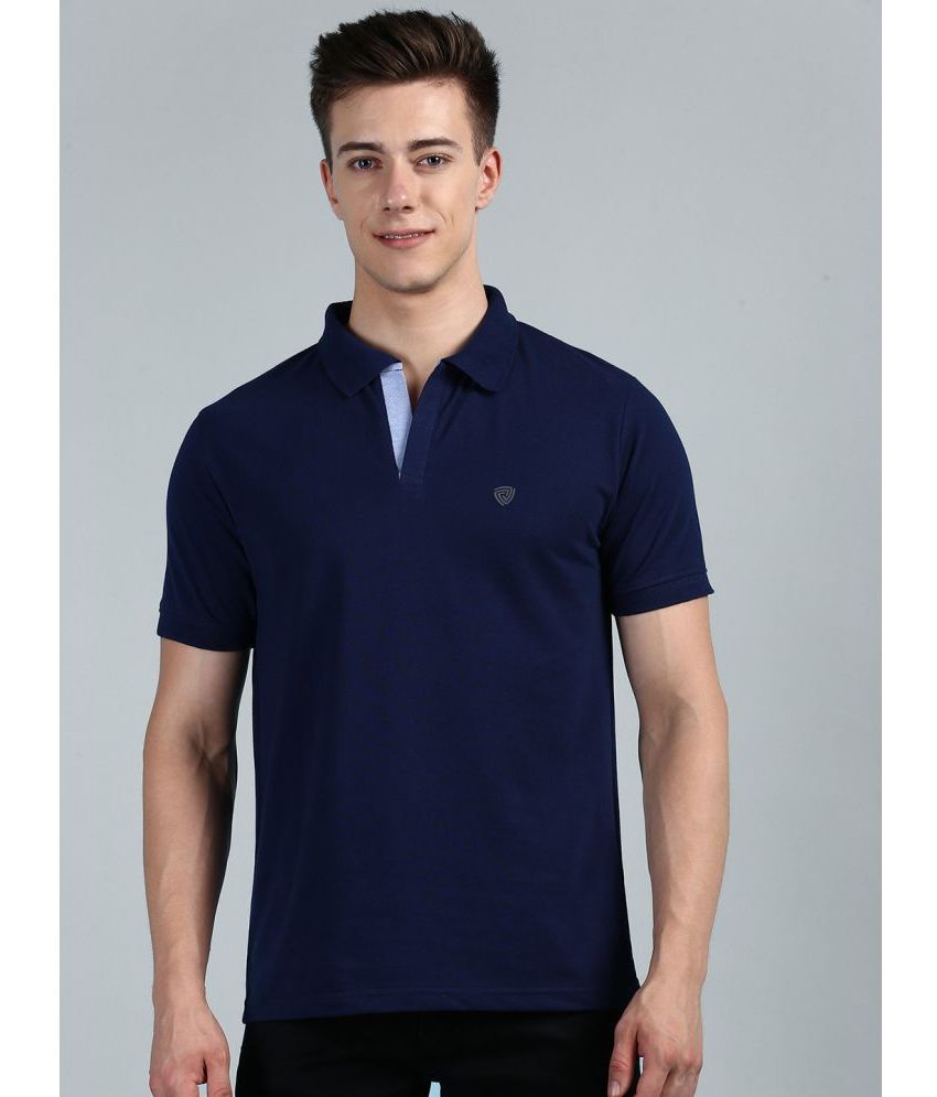     			Lux Cozi - Melange Navy Cotton Regular Fit Men's Polo T Shirt ( Pack of 1 )