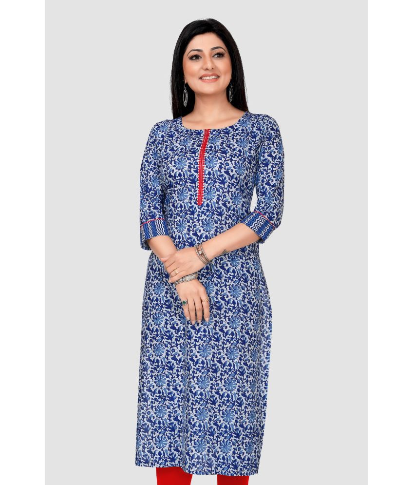     			Meher Impex - Blue Cotton Women's Straight Kurti ( Pack of 1 )