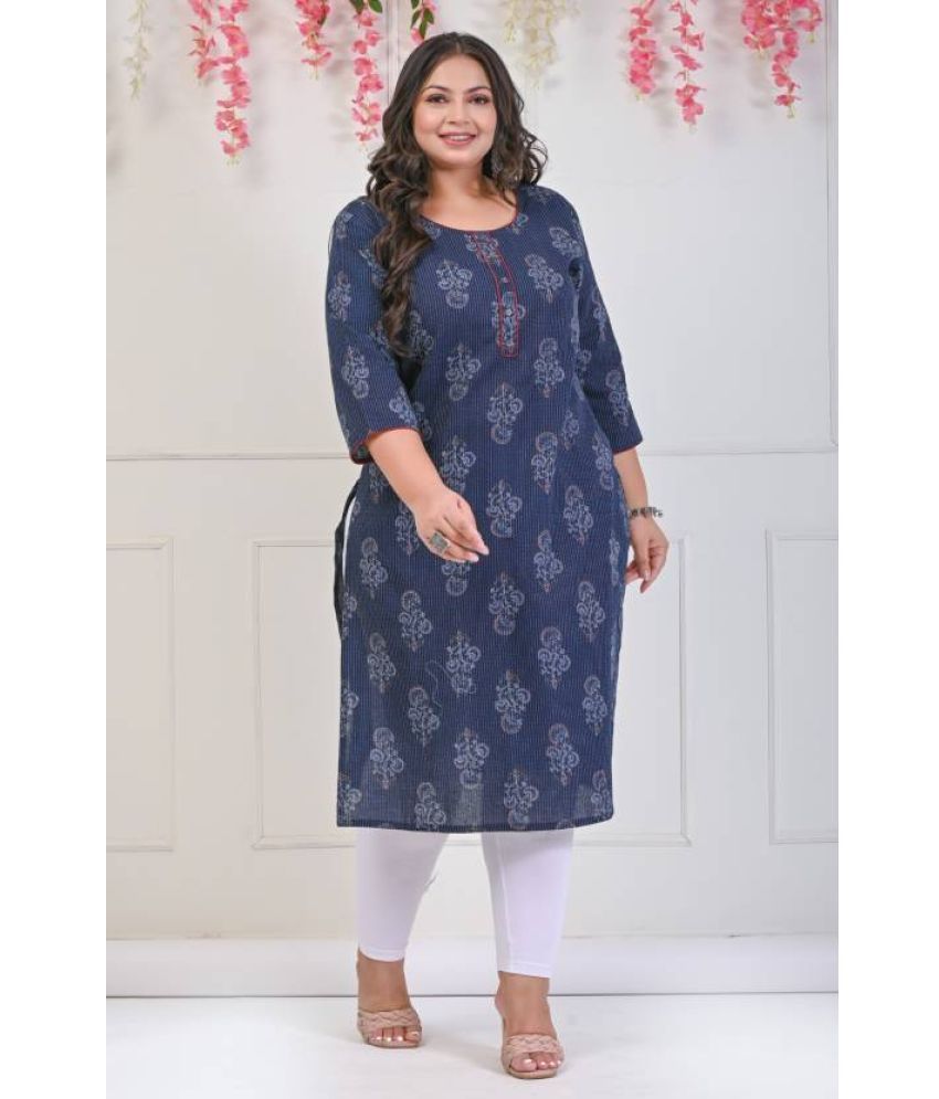     			Swasti - Blue Cotton Women's Straight Kurti ( Pack of 1 )